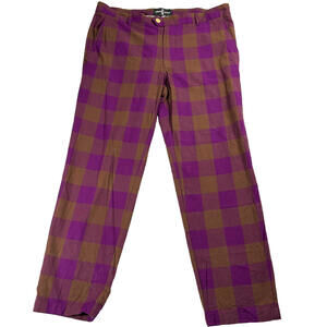 Vintage Style Pants Mens 38x32 Purple Brown Plaid Houston White Retro Look Y2K!!